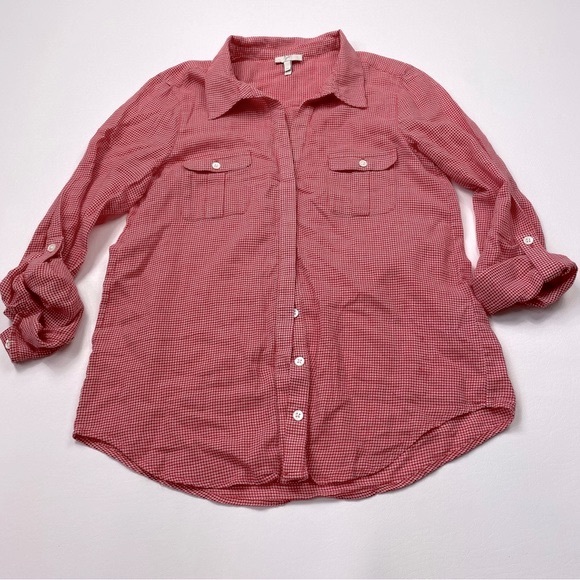 Joie Red Checked Button Down Shirt Size Medium - Picture 5 of 5